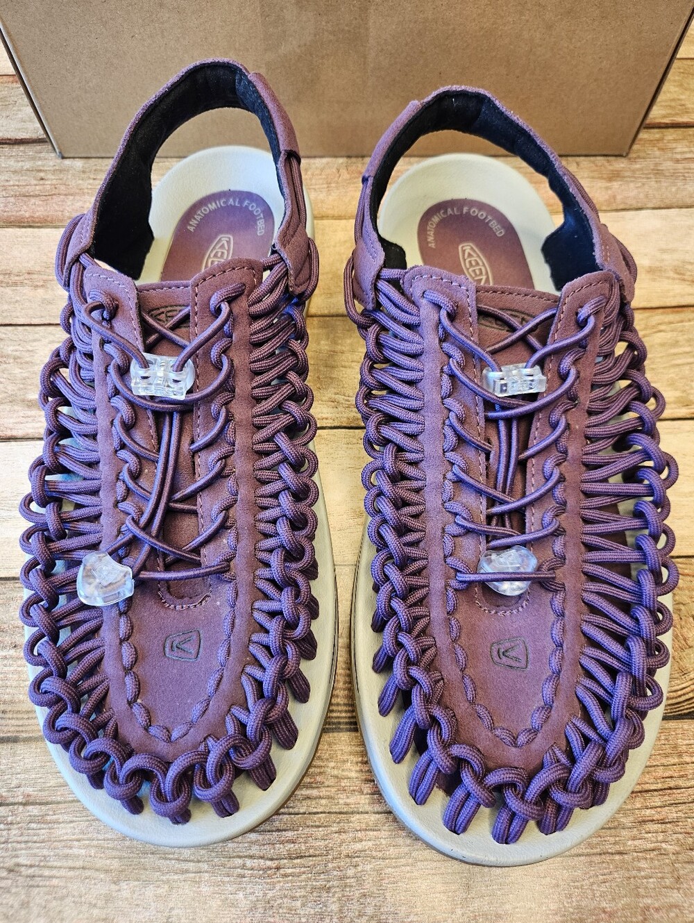 KEEN Women’s Uneek sandals in a prune purple colorway